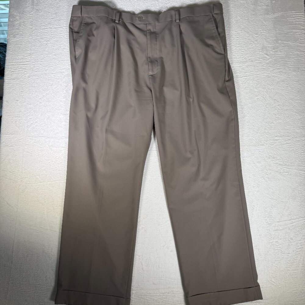 GS Performance Pants‎ Men’s 50/32 Khaki Tan Cuffed Pleated Soft